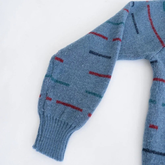 VTG 90S Moss Creek Trader Blue  And Red Knit 10% Mohair Eclectic Grandpa Sweater - Picture 7 of 10